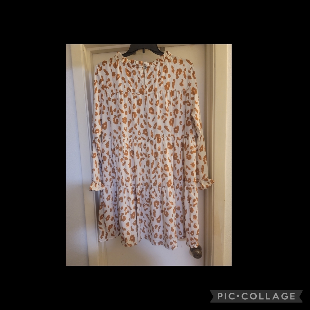 Amazon White and Brown Patterned Dress